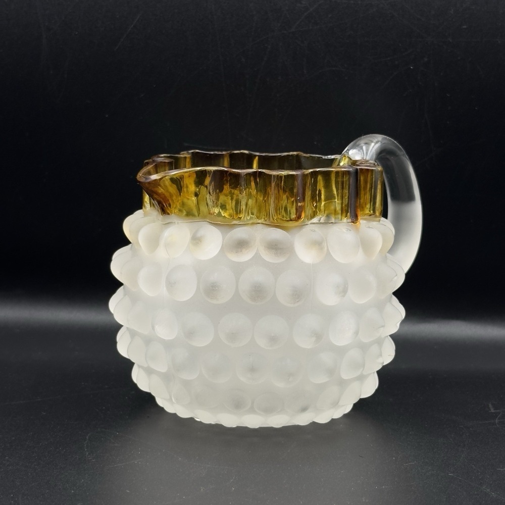 Hobbs Small Pitcher Cream Sugar Frances Ware Frosted Amber Dewdrop‎ Hobnail - Picture 2 of 7